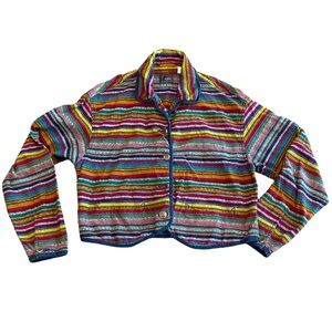 Vintage women’s multicolor woven cropped button jacket western prairie size MP